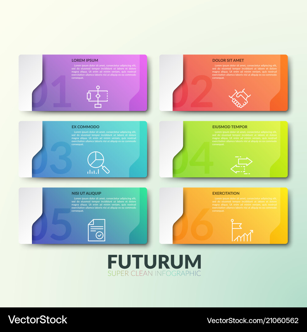 Six gradient colored rectangular elements Six gradient colored rectangular elements vector image