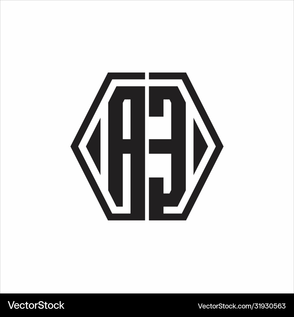 Ae logo monogram with hexagon line rounded design Vector Image