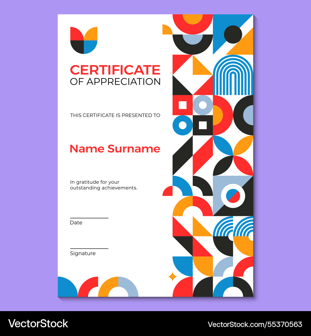 Certificate template with geometric pattern Vector Image