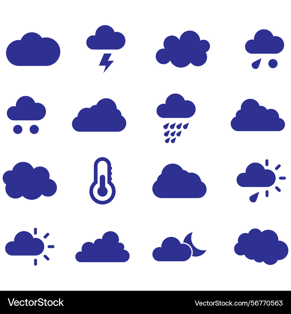 Clouds icons set of in different form Vector Image