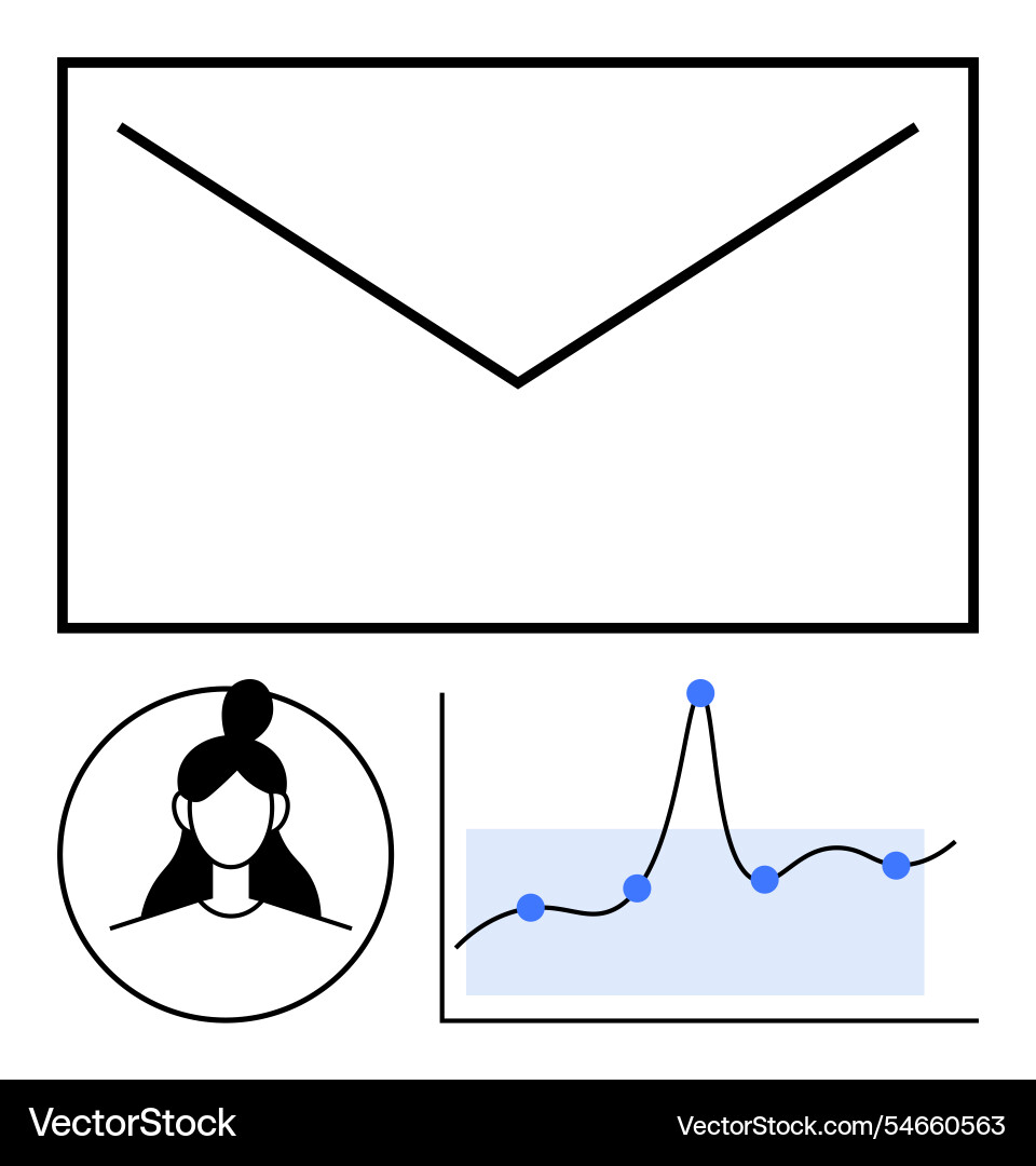 Communication and data analysis envelopes profile Communication and data analysis envelopes profile vector image