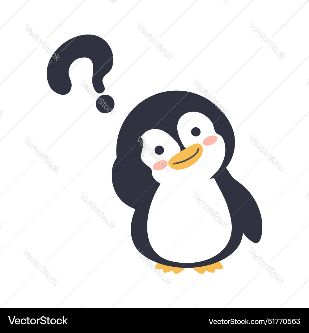Confused penguin with a question mark Confused penguin with a question mark vector image