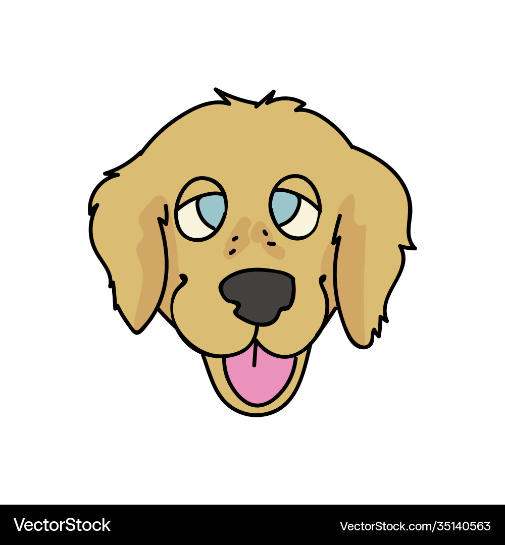 Cute cartoon golden retriever face dog breed Cute cartoon golden retriever face dog breed vector image