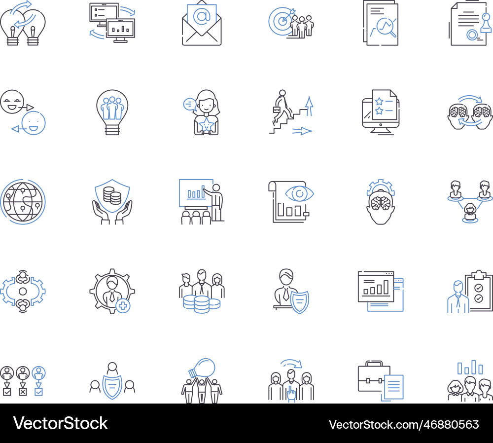 Decision-making process line icons collection Vector Image