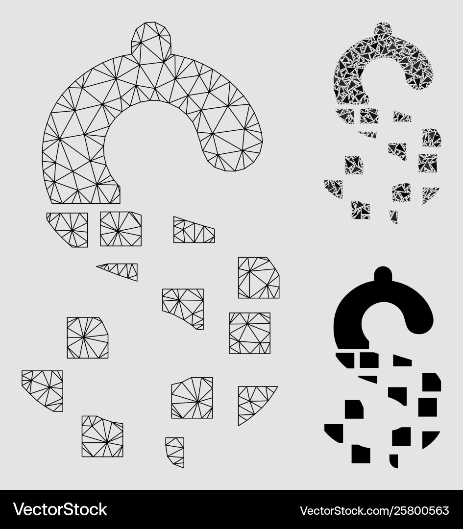 Disappear dollar mesh 2d model and triangle Disappear dollar mesh 2d model and triangle vector image