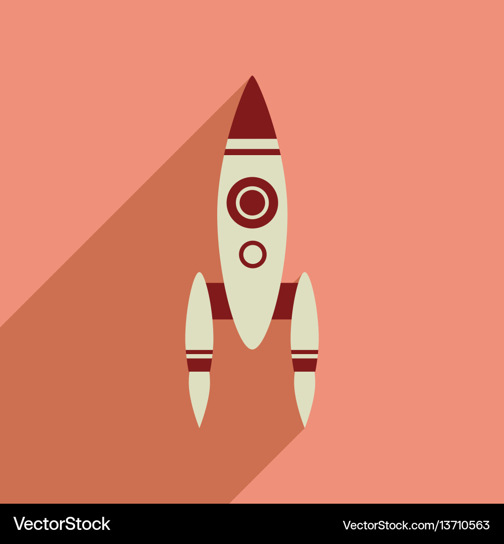 Flat web icon with long shadow rocket vector image