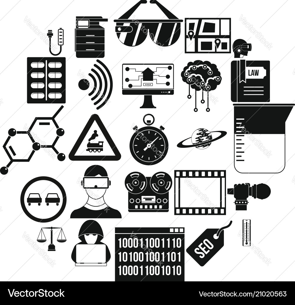 Gaining knowledge icons set simple style Gaining knowledge icons set simple style vector image