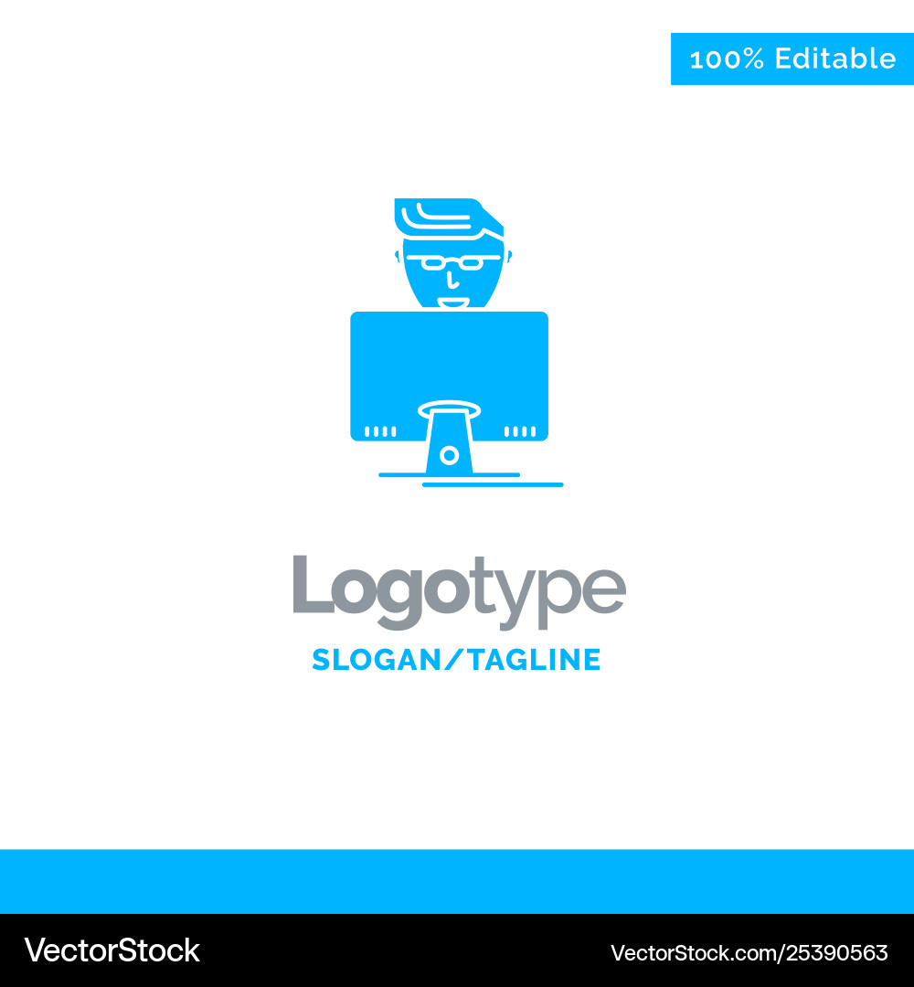 Hacker user gamer programmer blue solid logo Hacker user gamer programmer blue solid logo vector image
