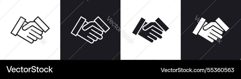 Handshake icons collection in black and white Vector Image