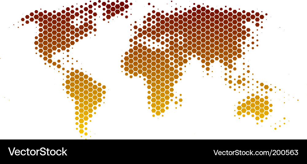 Hexagonal World Map Vector Image