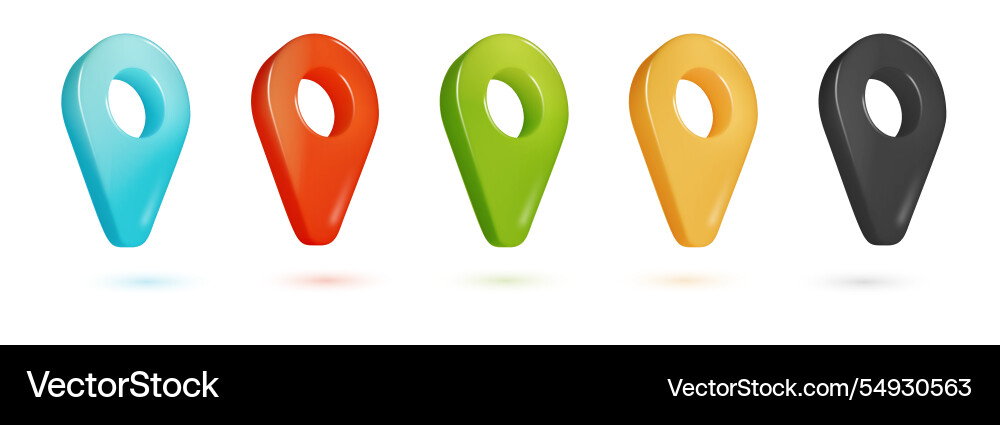 Map pointer or gps location 3d icons set isolated Map pointer or gps location 3d icons set isolated vector image