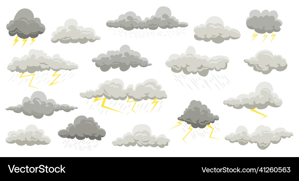 Rain clouds summer and autumn with thunder Vector Image