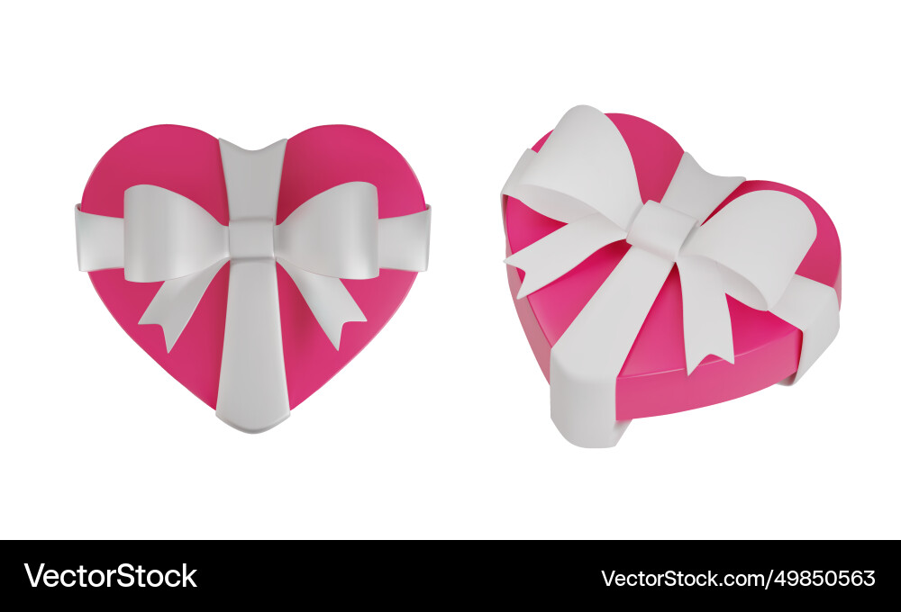 Render einer rosa Herz-förmigen Box mit weiß Render einer rosa Herz-förmigen Box mit weiß vektorbild