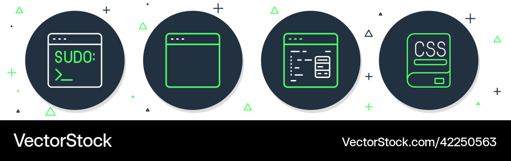 Set line browser window software code terminal Set line browser window software code terminal vector image