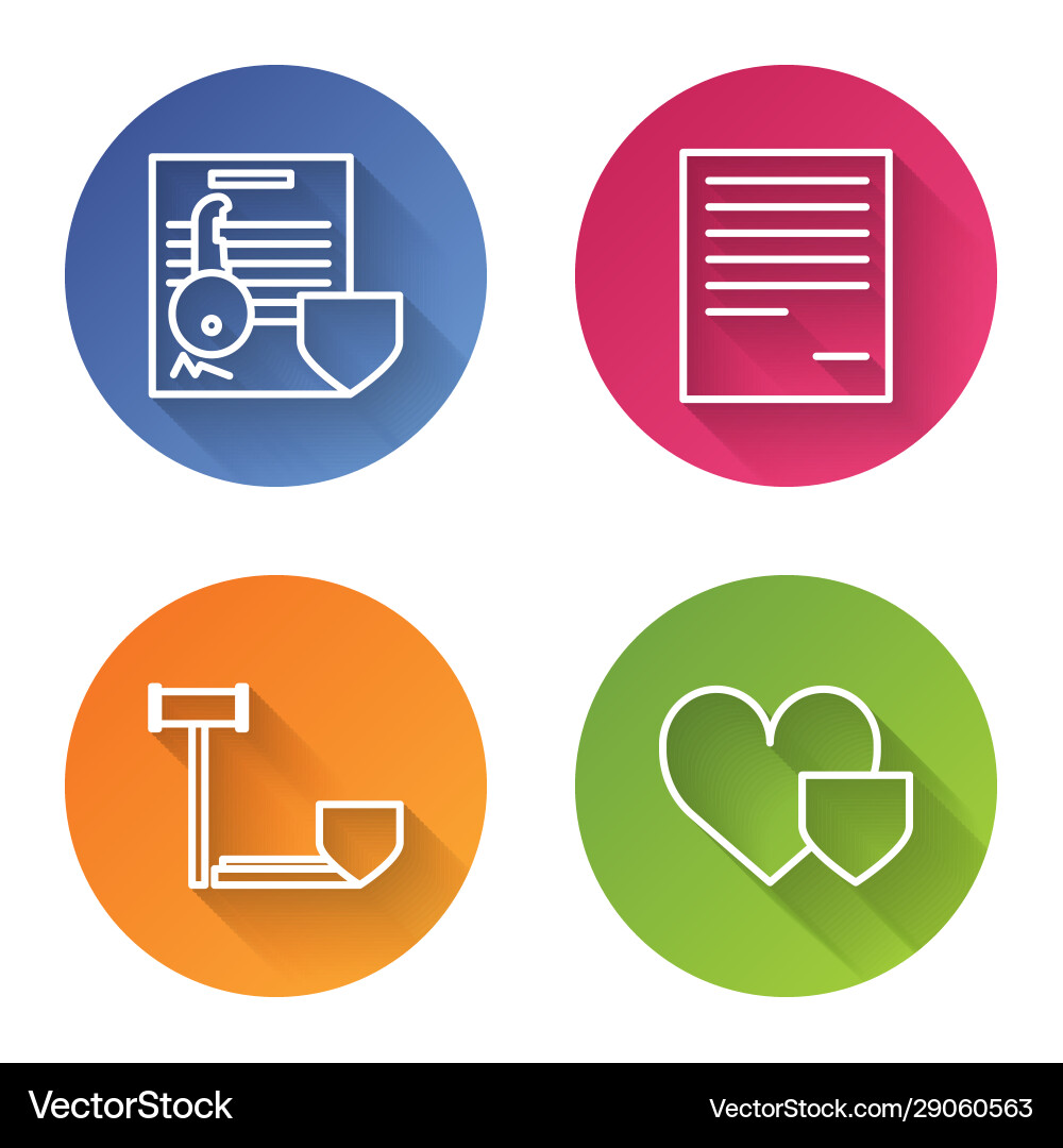 Set line document with key shield Set line document with key shield vector image