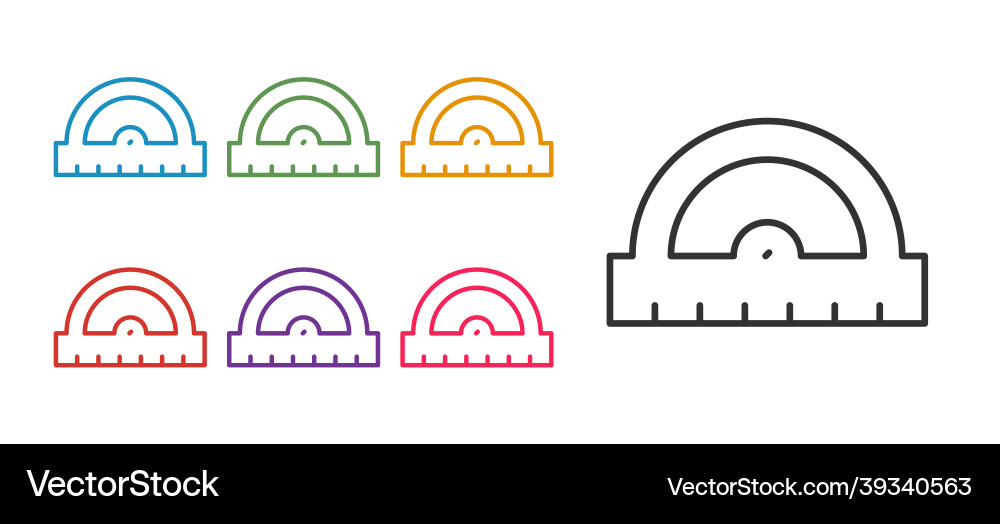 Set line protractor grid for measuring degrees vector image