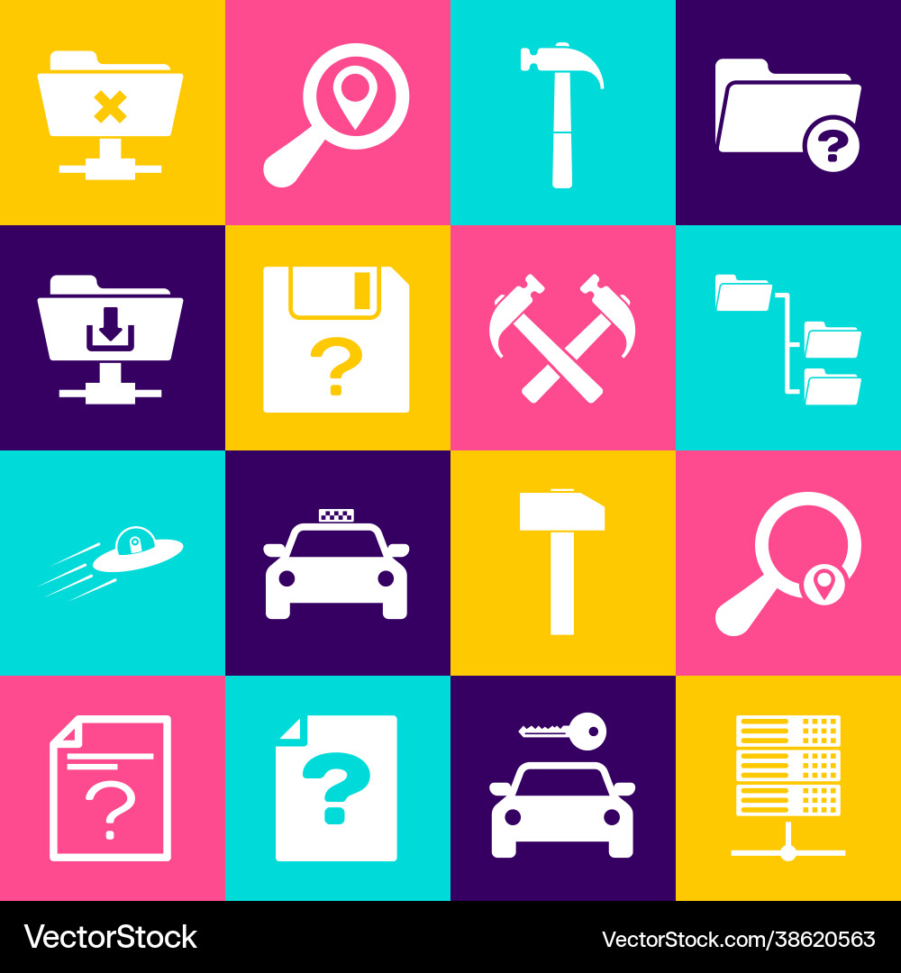 Set server data web hosting search location vector image