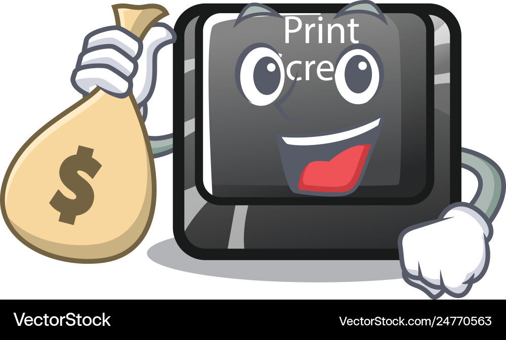 With money bag button print screen computer With money bag button print screen computer Vector Image