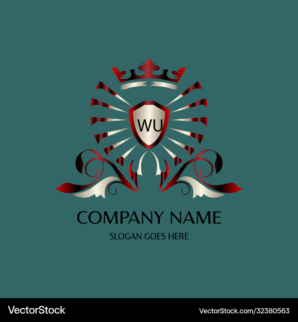Wu initial logo with colorful circle template Wu initial logo with colorful circle template Vector Image