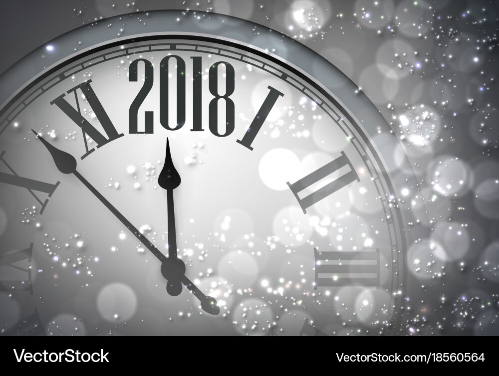 2018 new year background with clock vector image