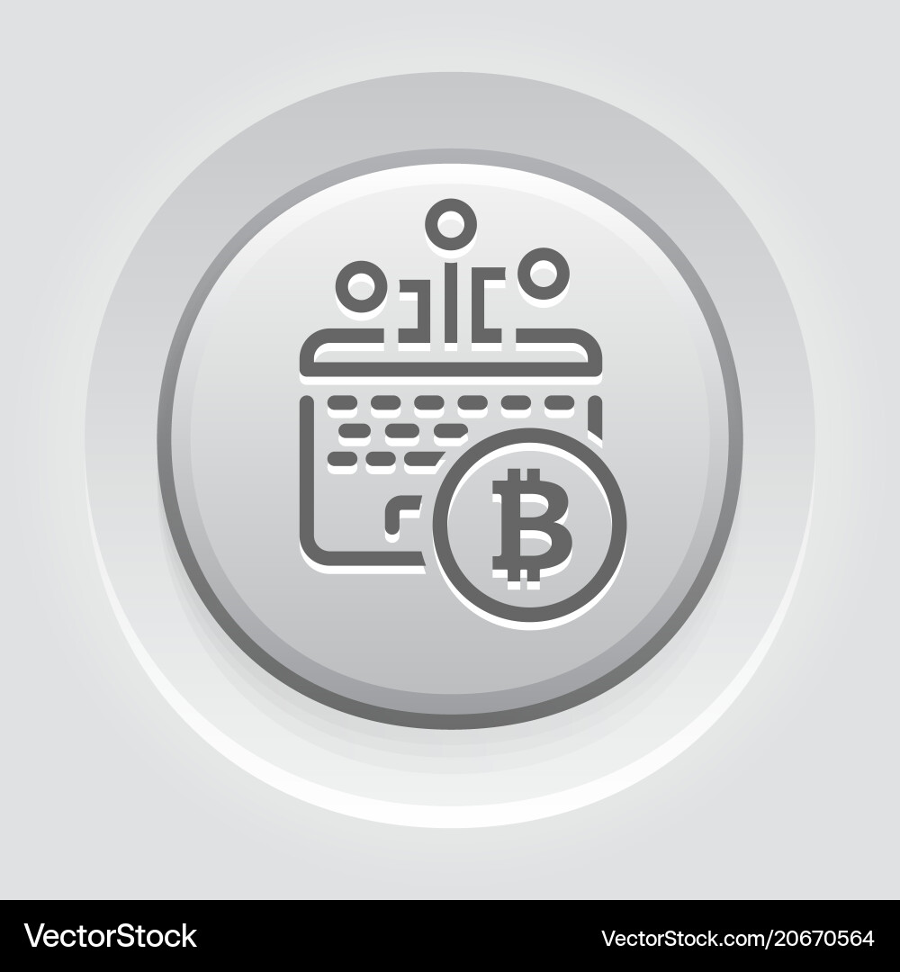 Bitcoin mining button icon vector image