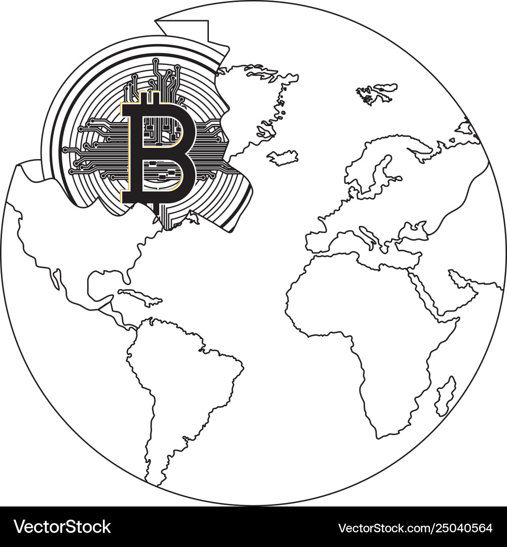 Broken Planet with Bitcoin vector image