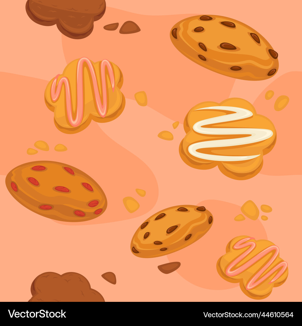 Cookies and biscuits pattern seamless prints Cookies and biscuits pattern seamless prints vector image