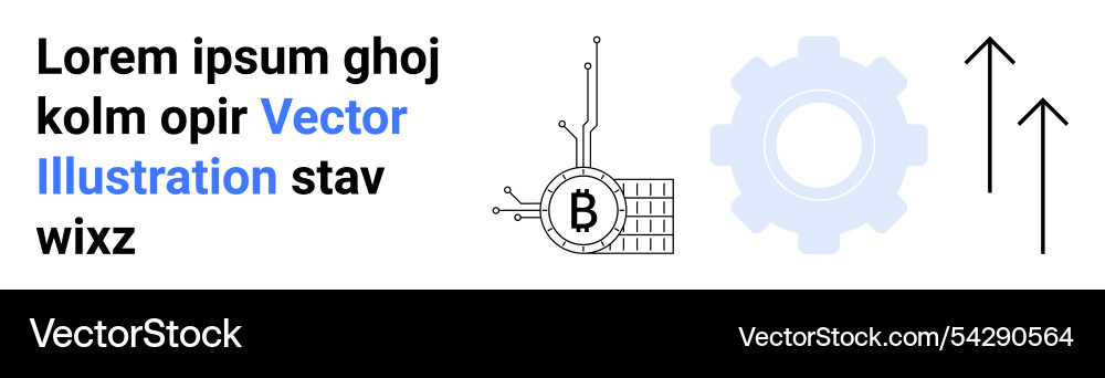 Cryptocurrency data circuit with gear and growth Cryptocurrency data circuit with gear and growth vector image