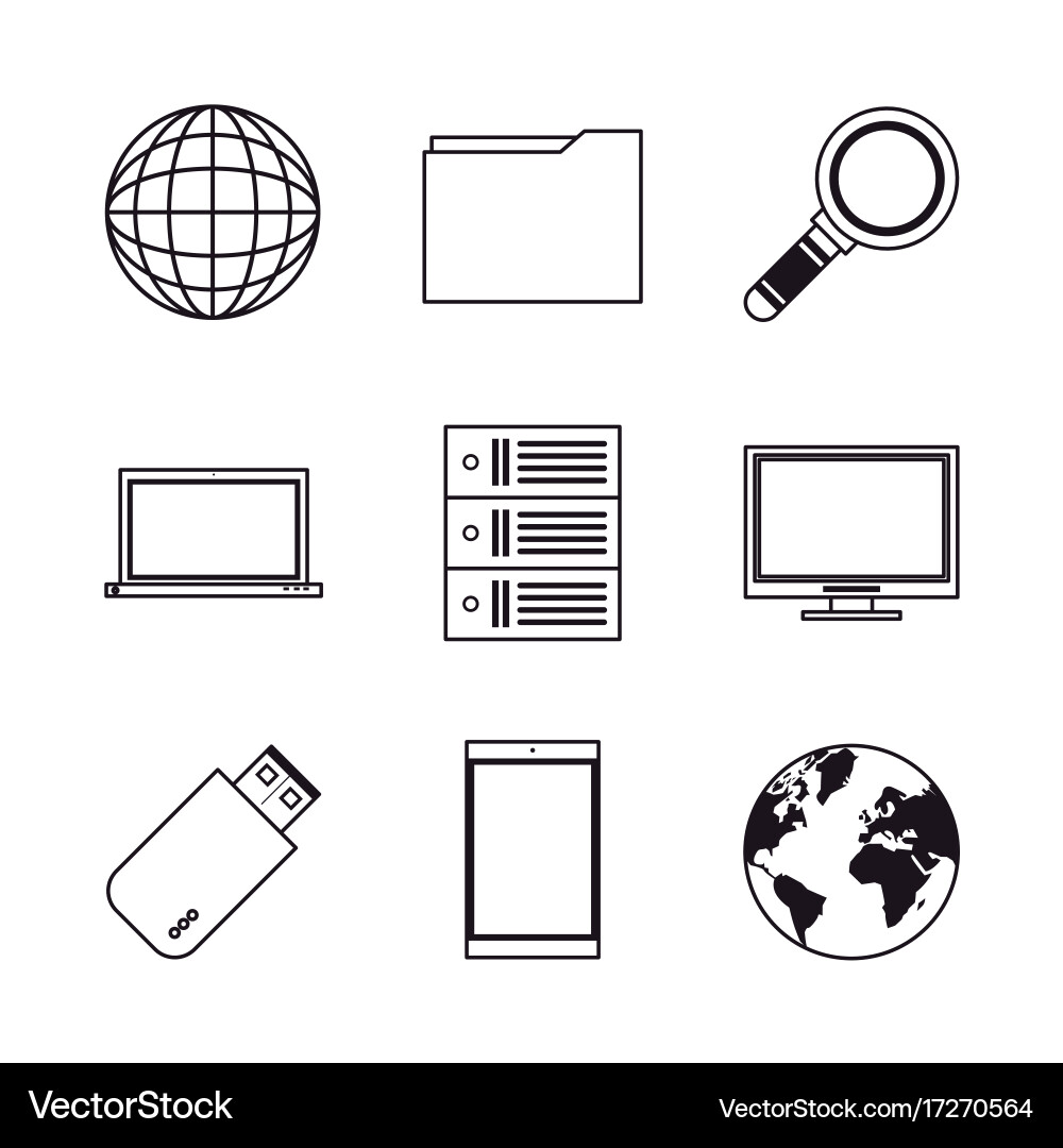 Database and hosting icons vector image