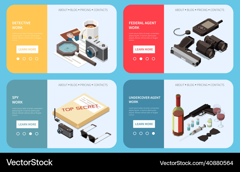 Detective isometric banners vector image