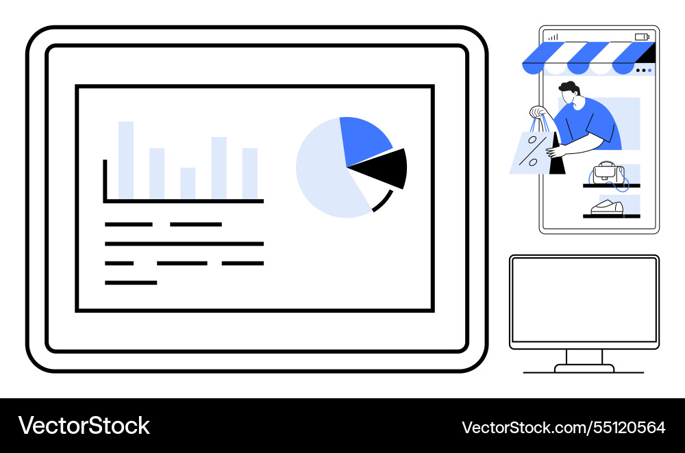 Digital analytics and online shopping concepts Vector Image