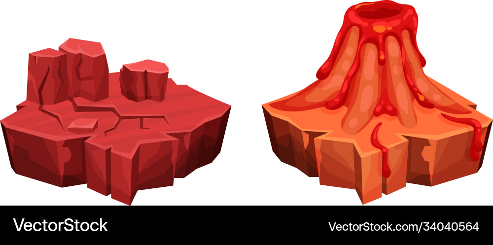 Game islands with volcano and rocky mountain Game islands with volcano and rocky mountain vector image