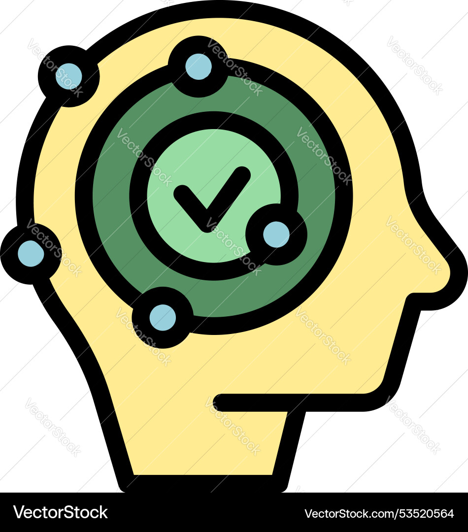 Human head profile showing check mark validating Human head profile showing check mark validating vector image