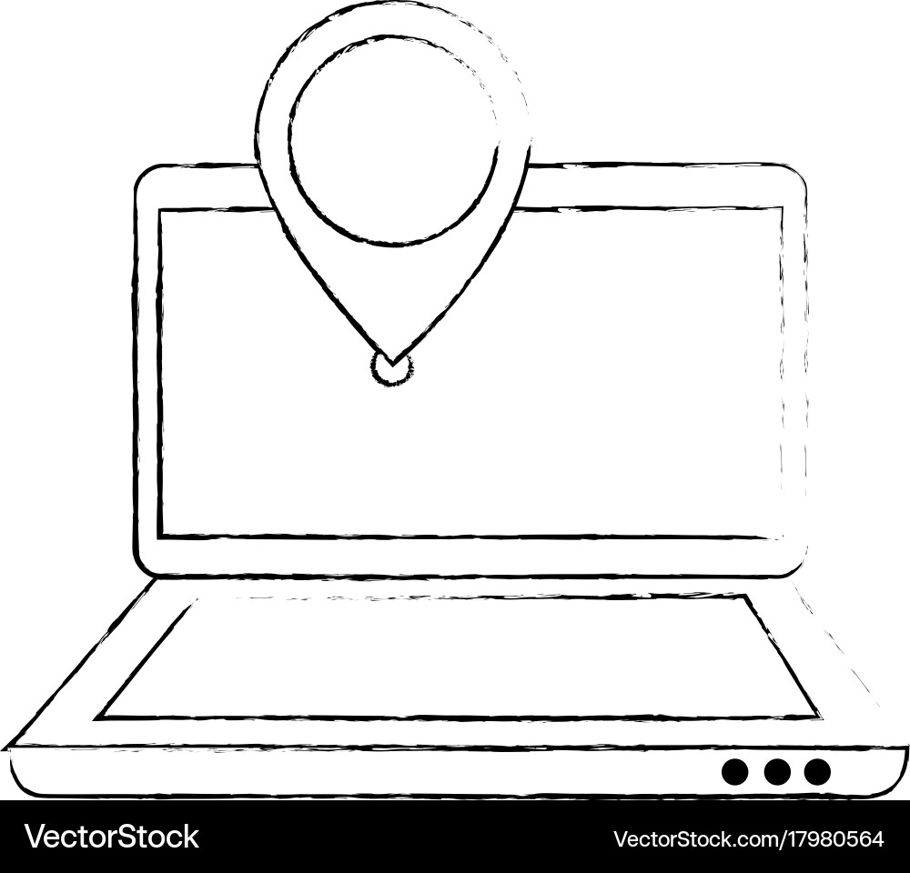 Laptop computer with pointer location vector image