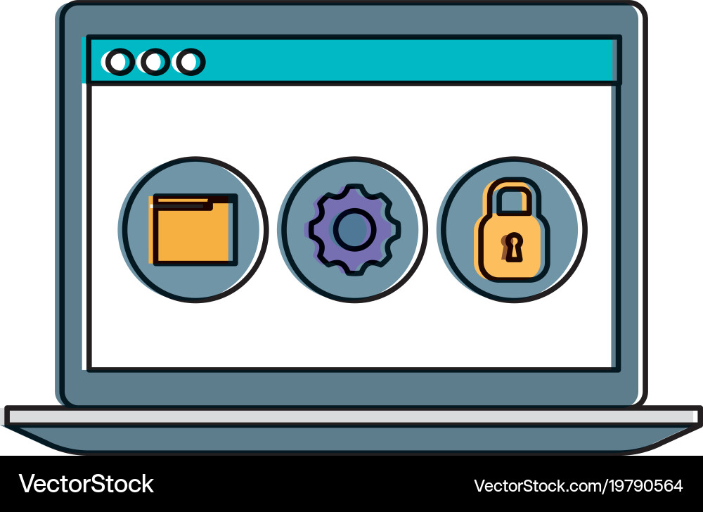 Laptop computer with template vector image
