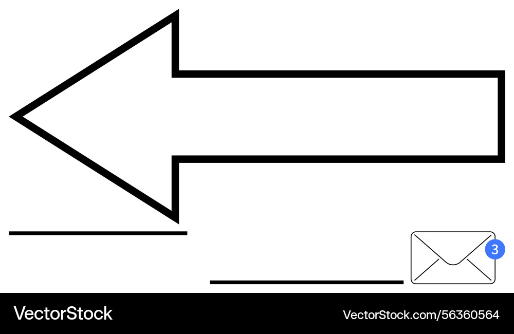Left arrow pointing towards incoming mail vector image