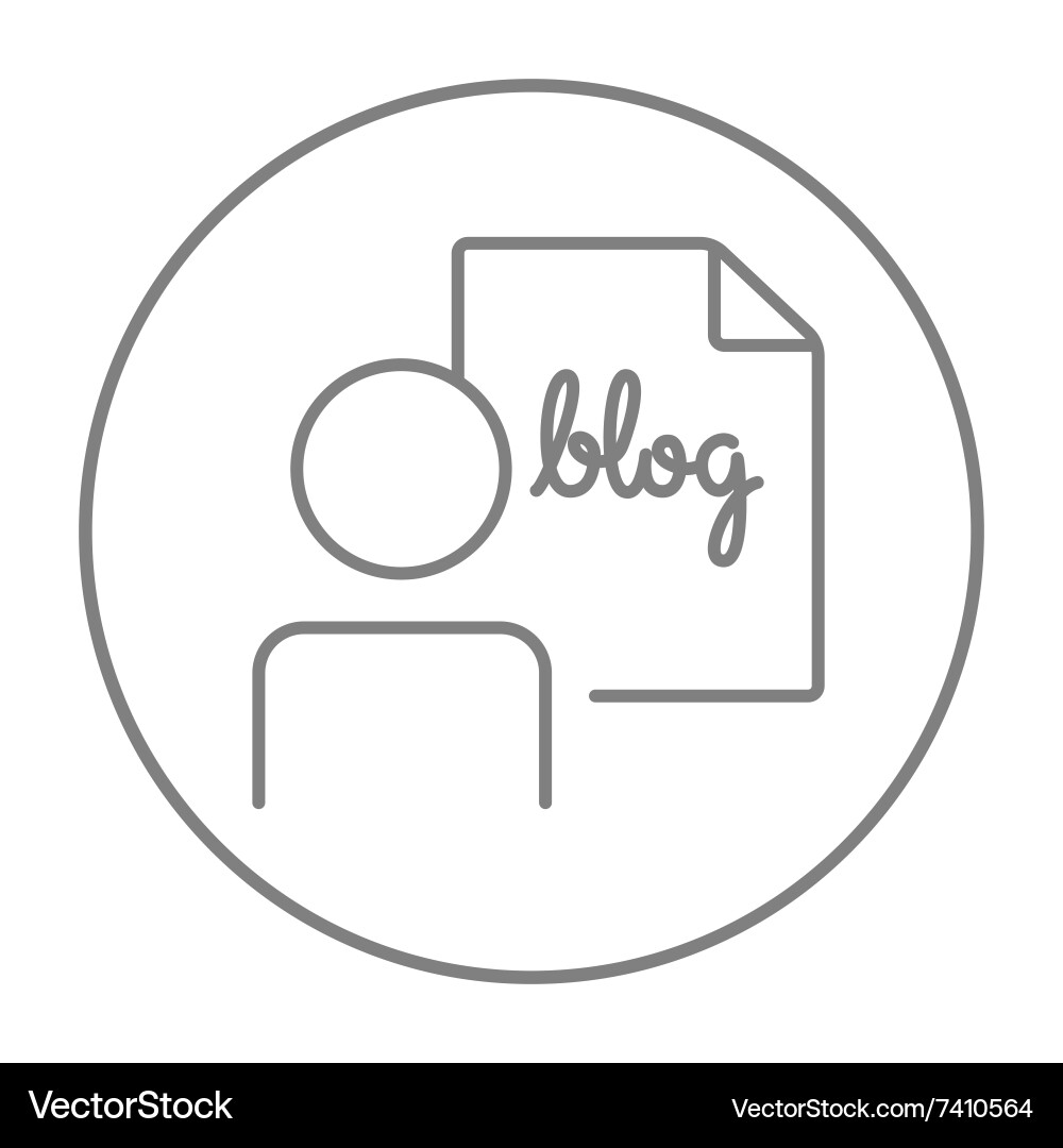 Man and sheet with word blog line icon Vector Image