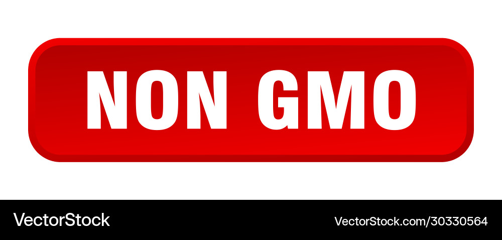 Non gmo button square 3d push vector image