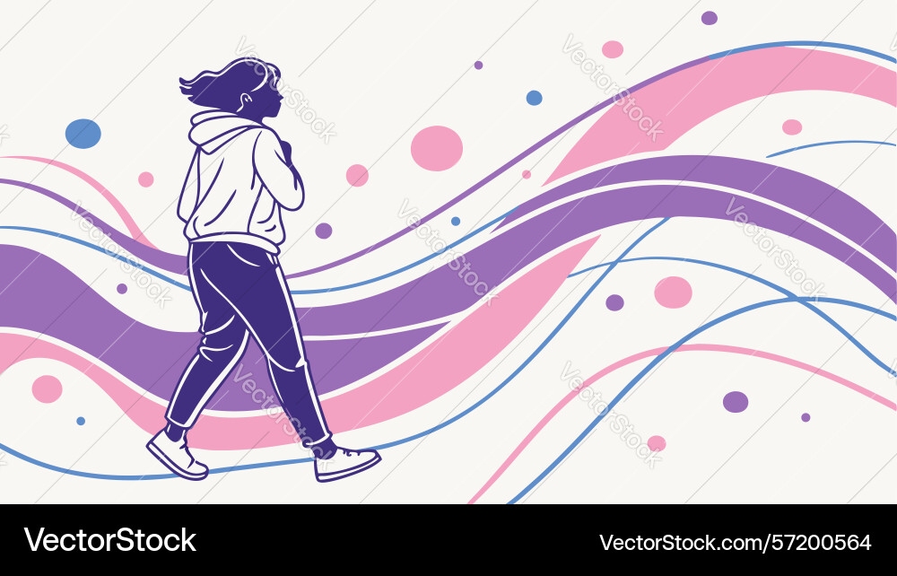 Person walking on dynamic wavy path movement Vector Image