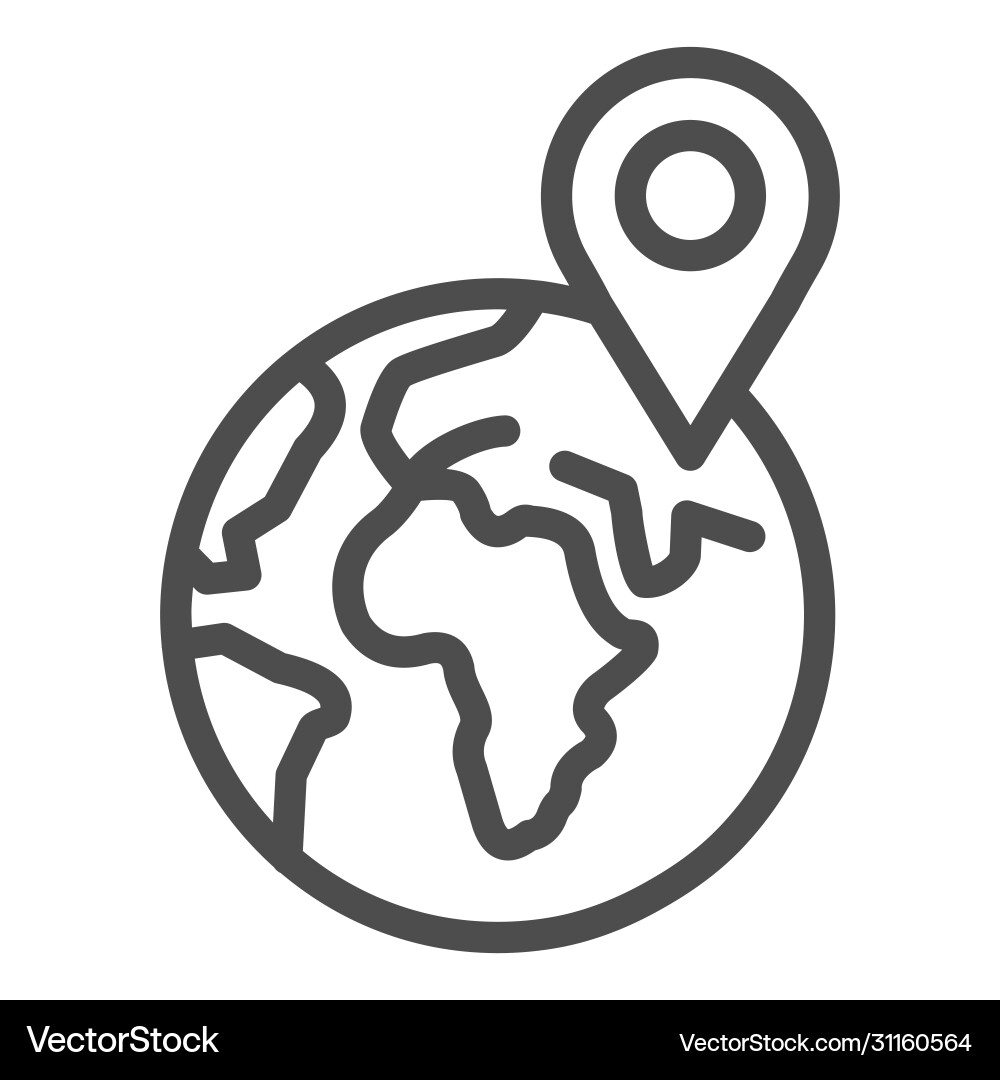 Planet earth with pointer line icon delivery Planet earth with pointer line icon delivery vector image