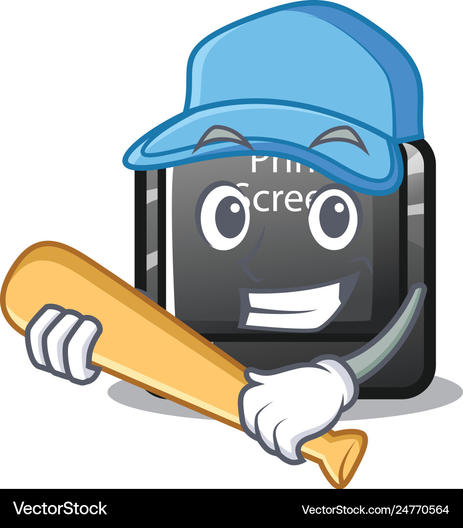 Playing baseball button print screen computer vector image