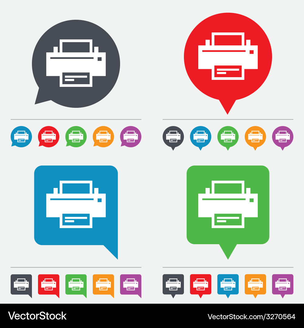 Print Icon Set - Multiple Styles vector image