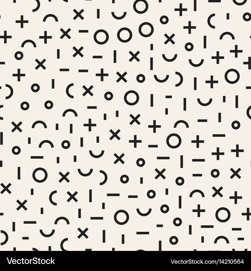 Retro geometric line shapes seamless patterns vector image