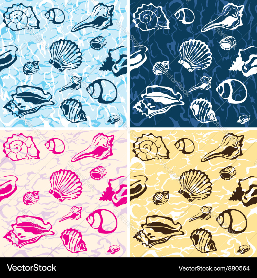 Seashell Marine Pattern Background Vector Image