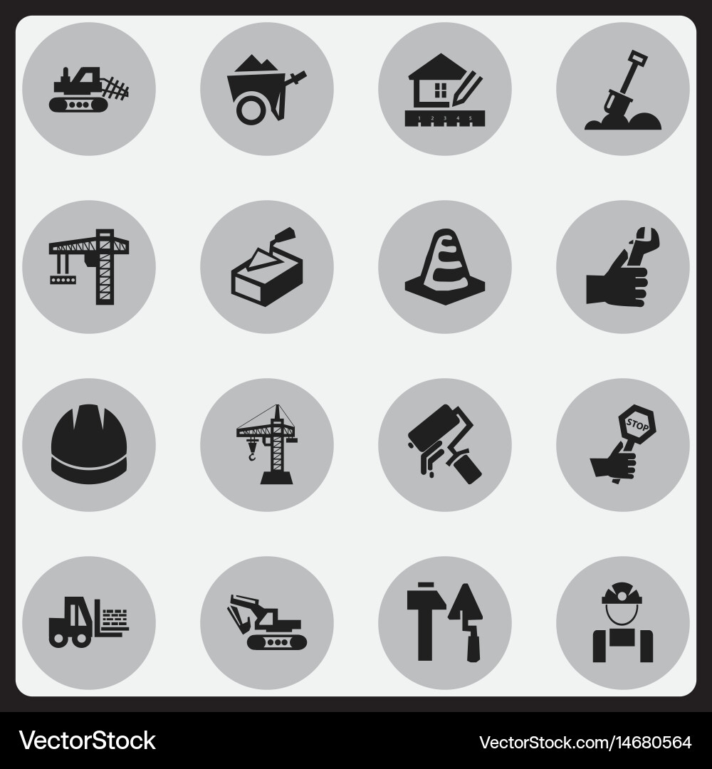 Set of 16 editable building icons includes vector image