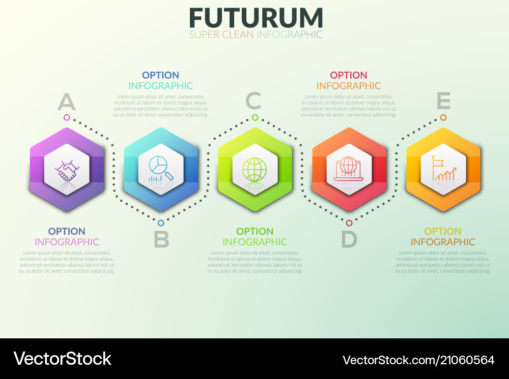 Six separate hexagonal elements placed Vector Image
