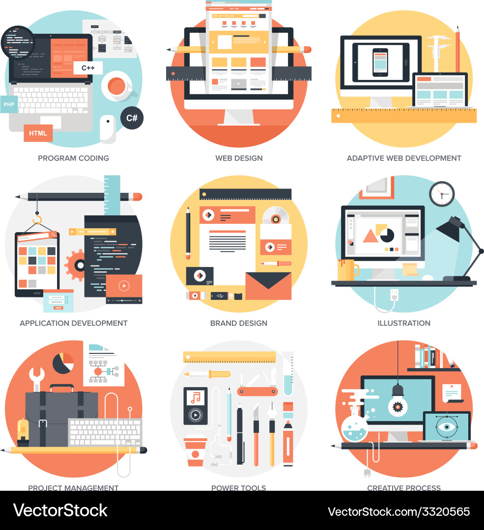 App & Web Development Concepts Vector Image