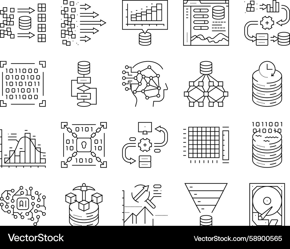 Big Data Analytics Icons - Hadoop & Cloud Vector Image