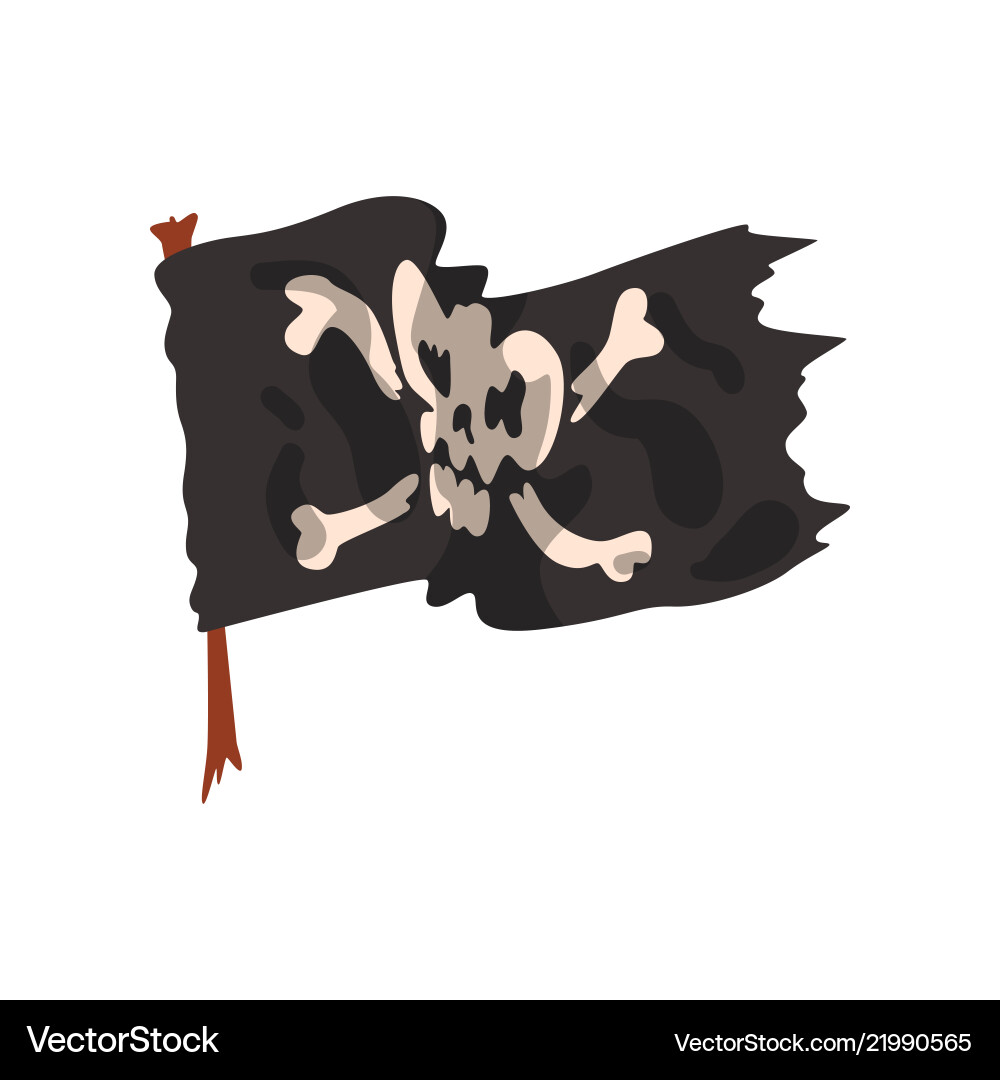 Black pirate flag with skull and bones Black pirate flag with skull and bones vector image