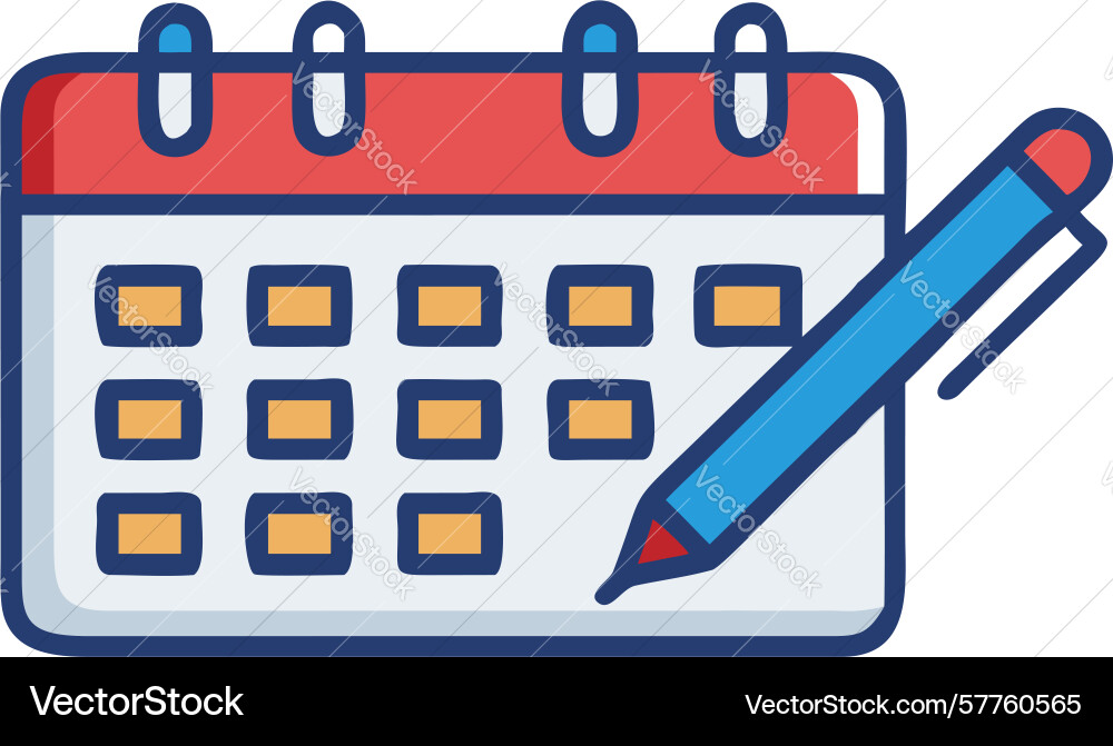 Calendar with pencil and notepad icon - event vector image